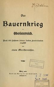 Cover of: Der Bauernkrieg in Oberösterreich by Julius Strnadt