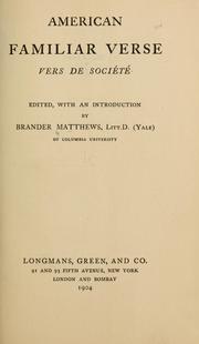 Cover of: American familiar verse