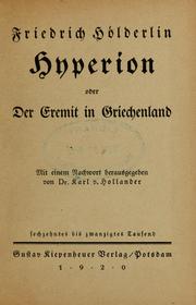 Cover of: Hyperion, oder, Der Eremit in Griechenland