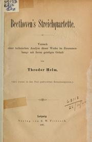 Beethoven's Streichquartette by Helm, Theodor