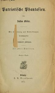 Cover of: Patriotische Phantasien by Justus Möser