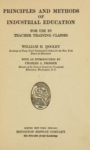 Cover of: Principles and methods of industrial education for use in teacher training classes