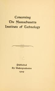 Cover of: Concerning the Massachusetts institute of technology