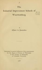 Cover of: The industrial improvement schools of Wuerttemberg