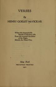 Cover of: Verses by Henry Goelet McVickar