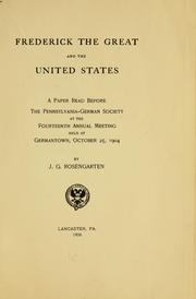 Cover of: Frederick the Great and the United States ... by J. G. Rosengarten