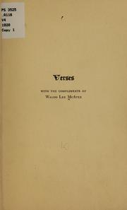 Cover of: Verses by W. L. McAtee