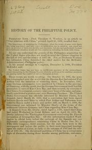 Cover of: An epitome of historical events and of official and other correspondence connected with the acquisition and other dealings of the United States with the Philippine Islands