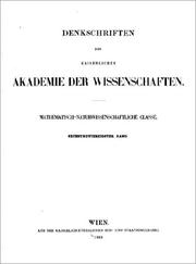 Cover of: Denkschriften der Kaiserlichen Akademie der Wissenschaften, Mathematisch-Naturwissenschaftliche Classe by 