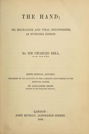 Cover of: The hand: its mechanism and vital endowments, as evincing design