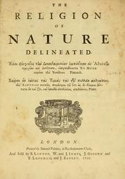 Cover of: The religion of nature delineated...