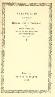 Cover of: Friendship by Henry David Thoreau