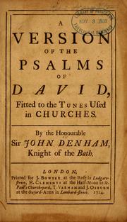 Cover of: A version of the Psalms of David: fitted to the tunes used in churches