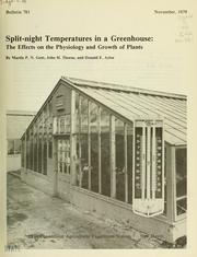 Cover of: Split-night temperatures in a greenhouse by Martin P. N. Gent
