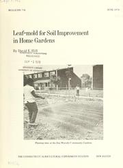 Leaf-mold for soil improvement in home gardens by David E. Hill