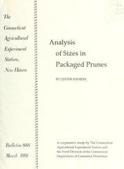 Cover of: Analysis of sizes in packaged prunes