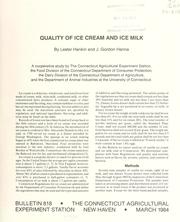 Cover of: Quality of ice cream and ice milk