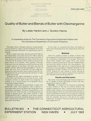 Cover of: Quality of butter and blends of butter with oleomargarine