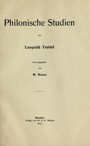 Cover of: Philonische studien by Leopold Treitel, Leopold Treitel