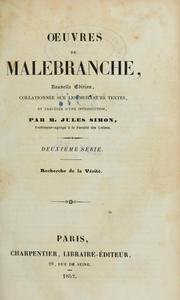 Cover of: Oeuvres de Malebranche