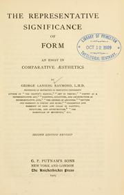 Cover of: The representative significance of form by George Lansing Raymond