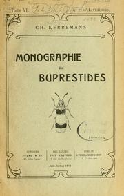 Cover of: Monographie des Buprestides