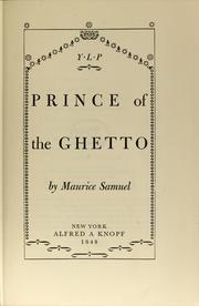 Cover of: Prince of the ghetto by Maurice Samuel