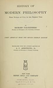 Cover of: History of modern philosophy from Nicolas of Cusa to the present time / by Richard Falckenberg by Richard Falckenberg