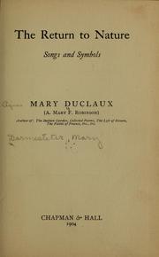 Cover of: The return to nature: songs and symbols