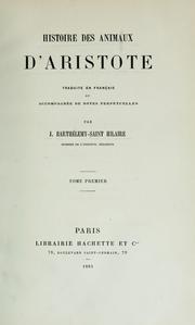 Cover of: Histoire des animaux d'Aristote