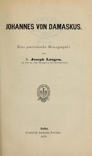 Cover of: Johannes von Damaskus