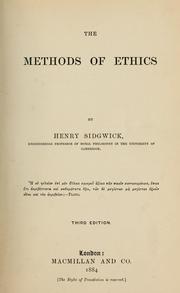 Cover of The methods of ethics by Henry Sidgwick