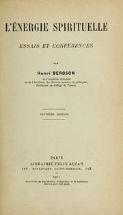 Cover of: L'Energie spirituelle: essais et conférences