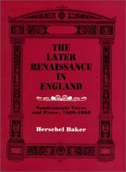 Cover of: The Later Renaissance in England: Nondramatic Verse and Prose, 1600-1660