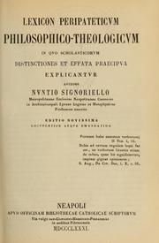 Cover of: Lexicon peripateticvm philosophico-theologicvm in qvo scholasticorvm distinctiones et effata praecipva explicantvr