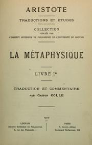 Cover of: La métaphysique d'Aristote ... by traduction et commentaire par Gaston Colle