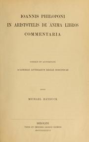 Cover of: In Aristotelis De anima libros commentaria ... by John Philoponus