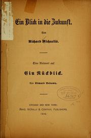 Cover of: Ein blick in die zukunft by Richard C. Michaelis