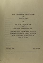 Cover of: Theory, construction, and applications of the water table by Howard Lee Smolin, Howard Lee Smolin