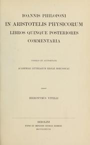 Cover of: In Aristotelis Physicorum libros VIII ... by John Philoponus