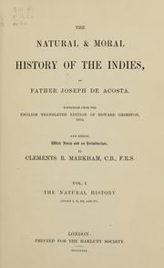 Cover of: The natural & moral history of the Indies