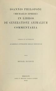 Cover of: In libros De generatione animalium commentaria ... by John Philoponus, John Philoponus