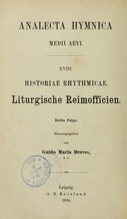 Cover of: Analecta hymnica medii aevi by Guido Maria Dreves, Guido Maria Dreves