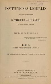 Cover of: Institutiones logicales by Tilmann Pesch, Tilmann Pesch