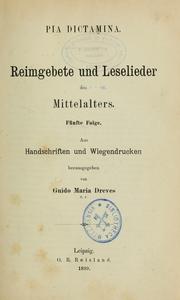 Cover of: Analecta hymnica medii aevi