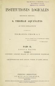 Cover of: Institutiones logicales by Tilmann Pesch
