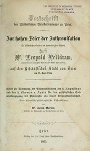 Cover of: Ueber die Bedeutung der Erkenntnisslehren des h. Augustinus und des h. Thomas v. Aquin für den geschichtlicehn Entwicklungsgang der Philosophie als reiner Vernunstwissenschaft: eine historisch-philosophische Abhundlung