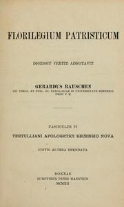 Cover of: Tertulliani Apologetici recensio nova by Tertullian