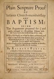 Plain Scripture proof of infants church-membership and baptism by Richard Baxter