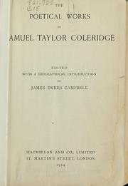 Cover of: The poetical works of Samuel Taylor Coleridge